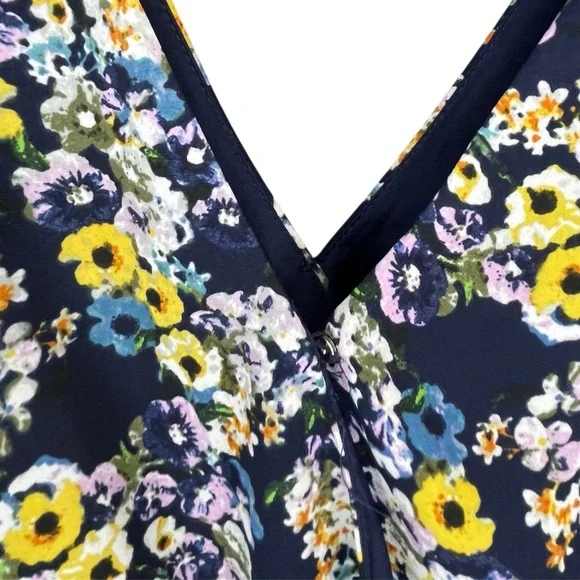 Cupcakes & Cashmere Navy Floral Shoulder Tie Meadow Romper Romantic Feminine - Picture 9 of 15